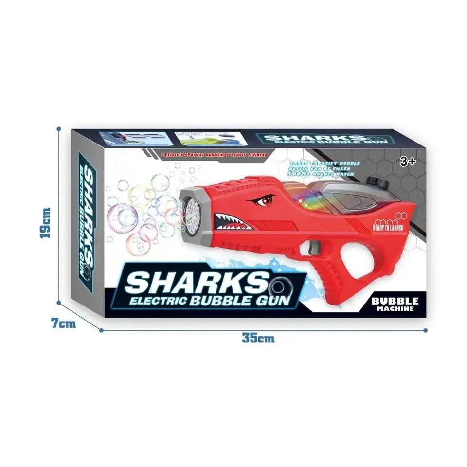 Red shark bubble toy for kids outdoor play